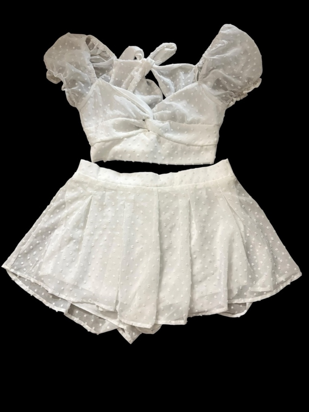 SHEIN 2-piece White Swiss Dot Set Set Size Medium